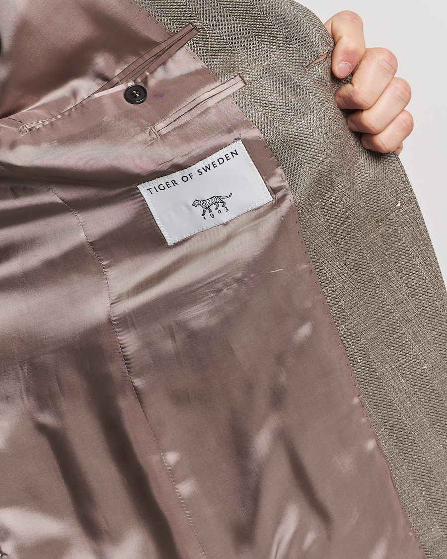 Herren | Sakkos | Tiger of Sweden | Justin Herringbone Blazer Putty Beige