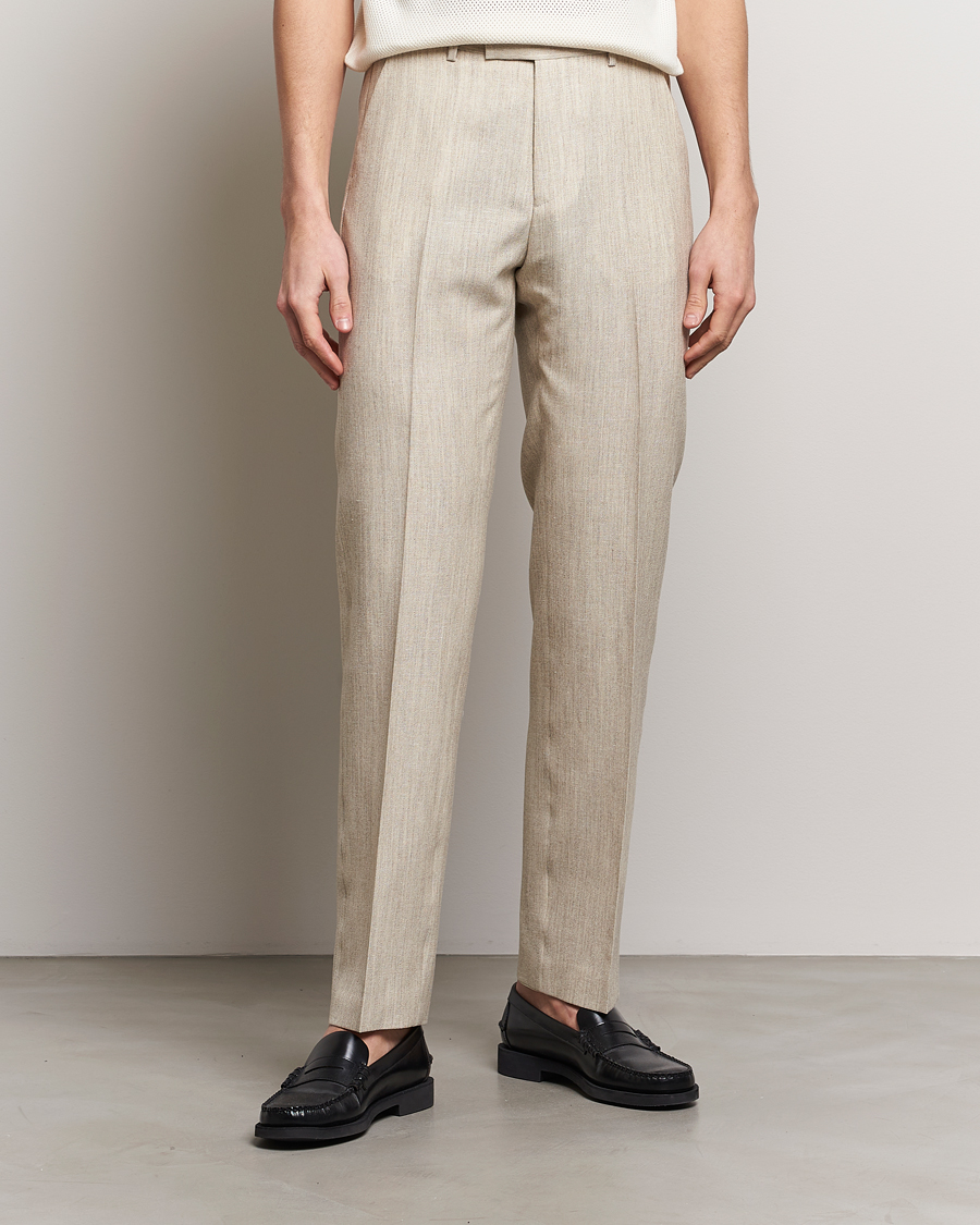 Herren | Business & Beyond | Tiger of Sweden | Tenser Wool/Linen Canvas Trousers Natural White