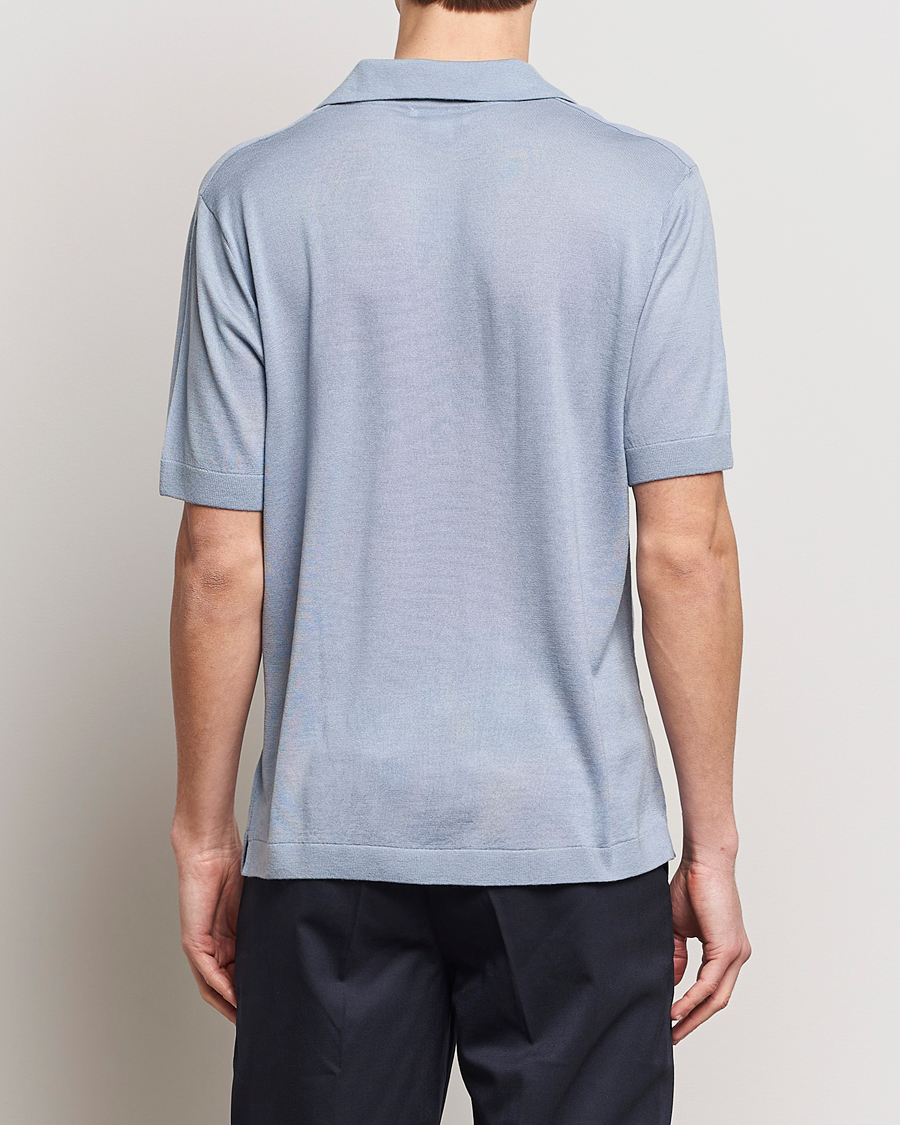Herren | Poloshirts | Tiger of Sweden | Beker Knitted Merino Open Collar Polo Polar Blue
