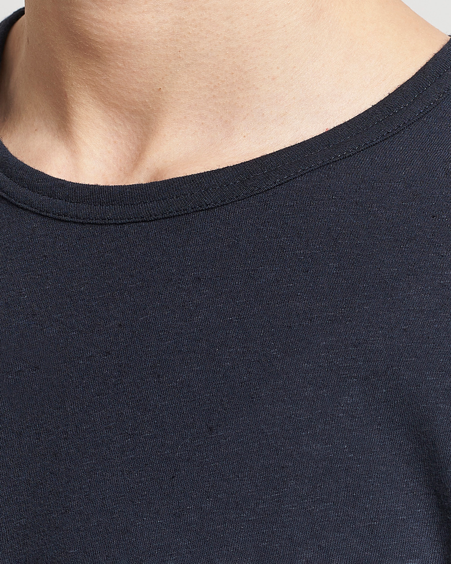 Herren | T-Shirts | Tiger of Sweden | Olaf Cotton/Linen Crew Neck T-Shirt Light Ink