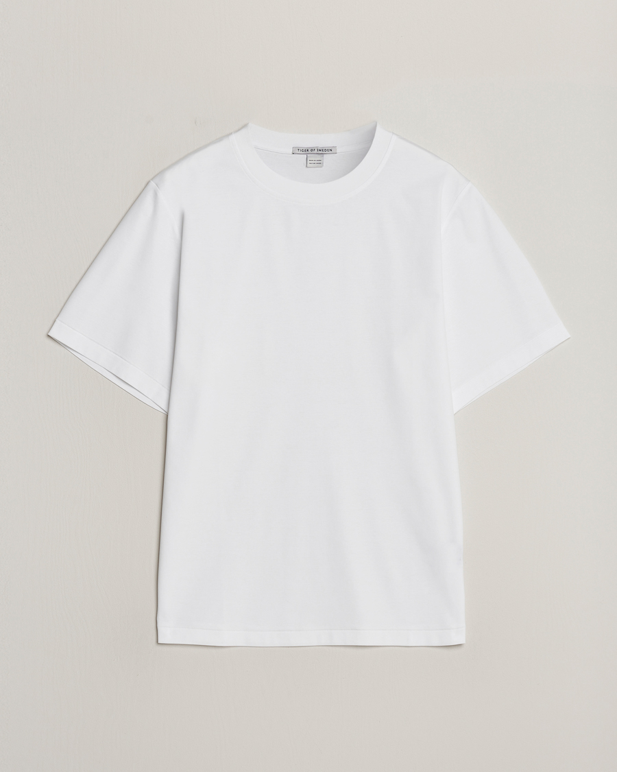 Herren | T-Shirts | Tiger of Sweden | Mercerized Cotton Crew Neck T-Shirt Pure White
