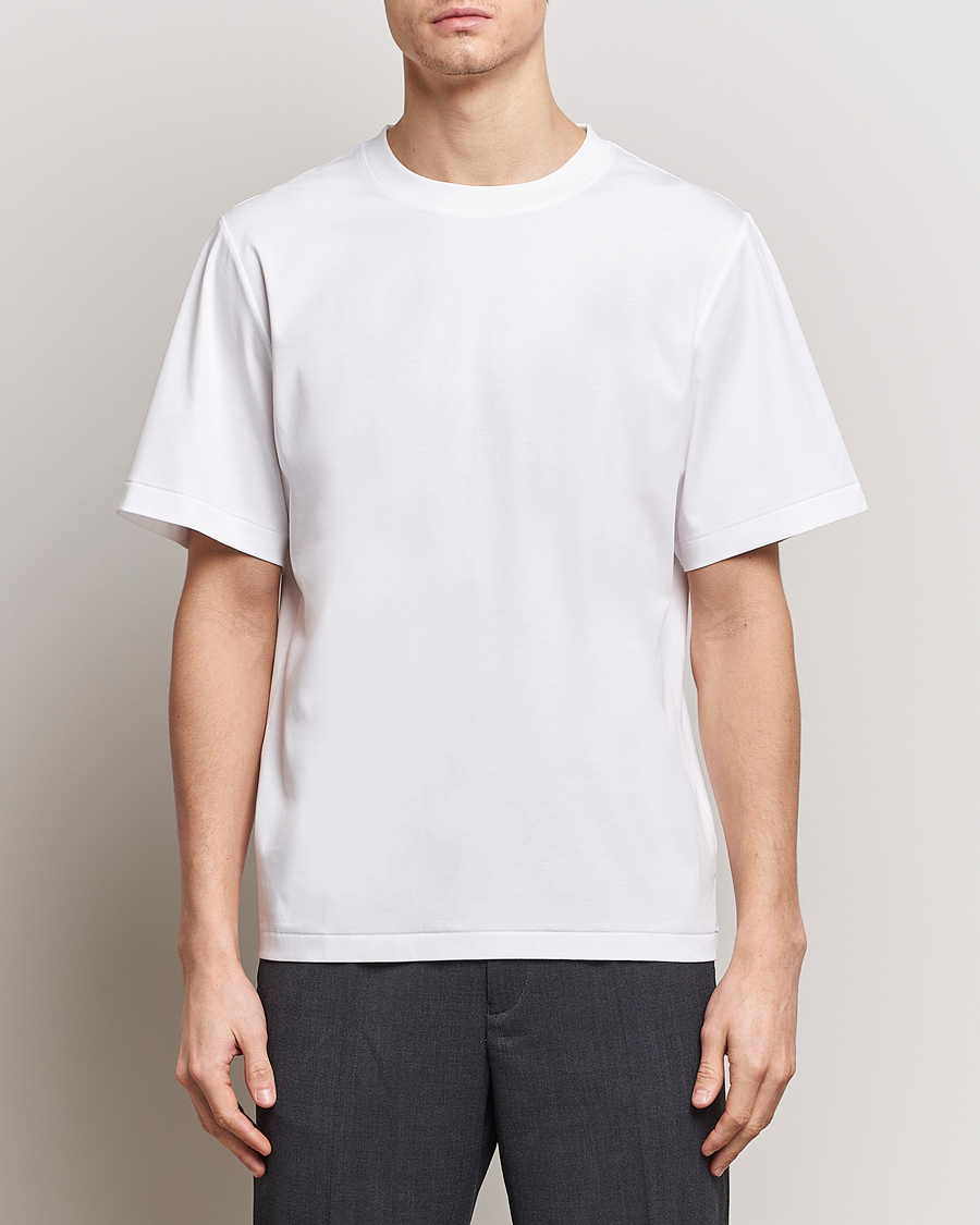 Herren | Weiße T-Shirts | Tiger of Sweden | Mercerized Cotton Crew Neck T-Shirt Pure White