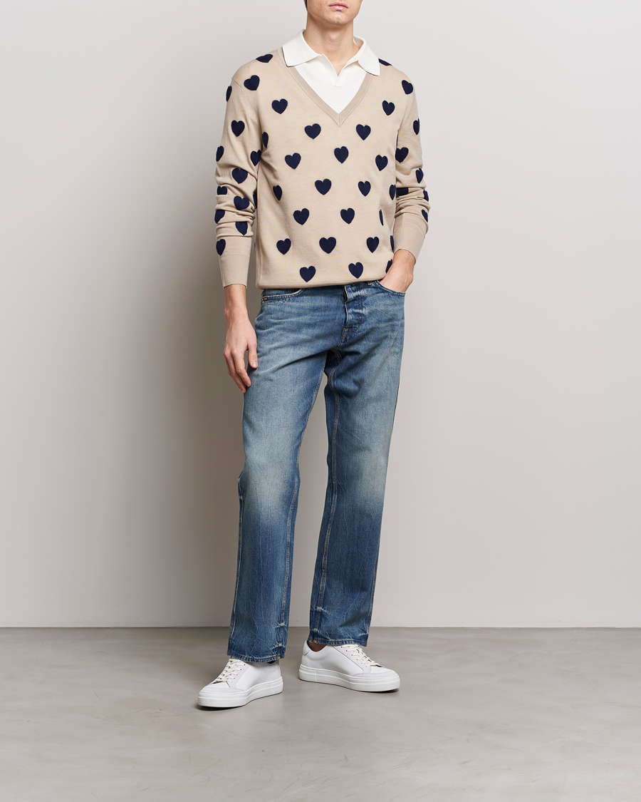 Herren | Pullover | Tiger of Sweden | Aaron Heart Knitted V Neck Nomad