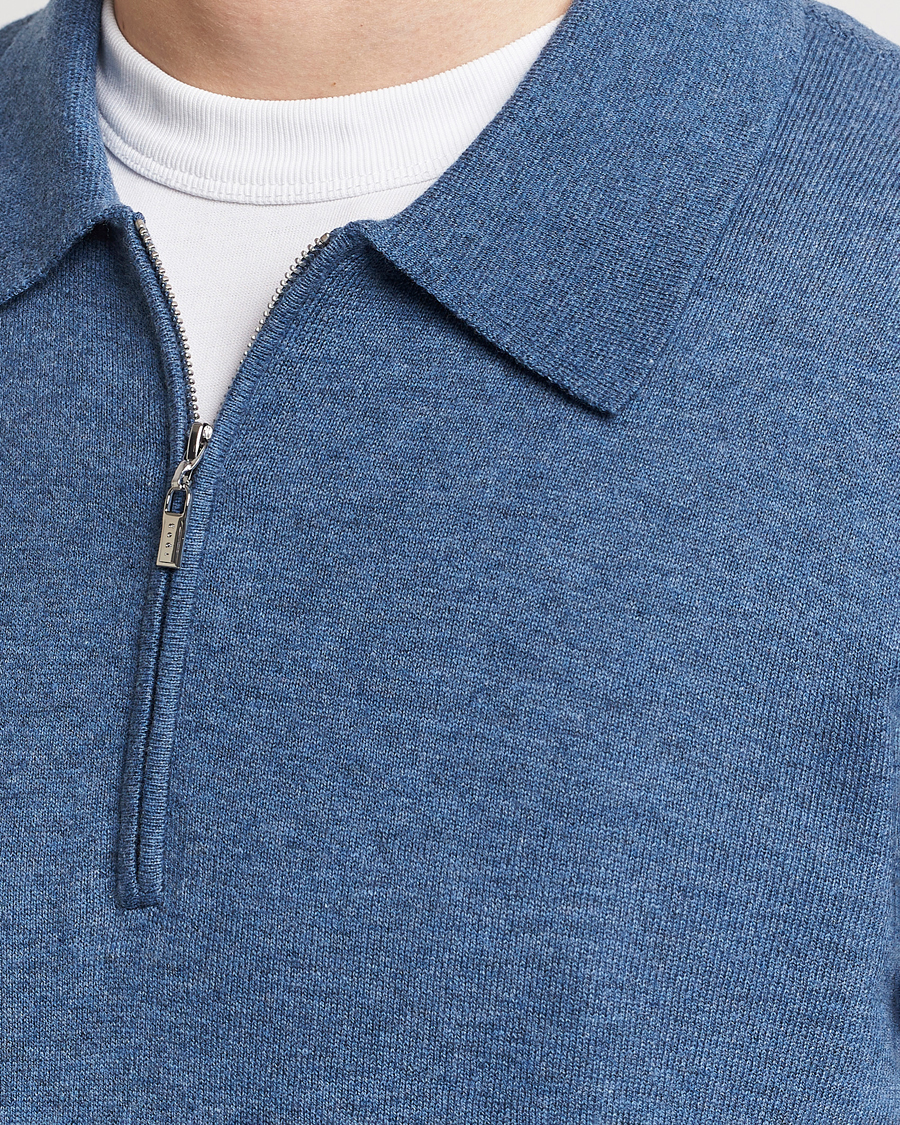 Herren | Pullover | Tiger of Sweden | Orbit Wool/Cotton Half Zip Thunder Blue