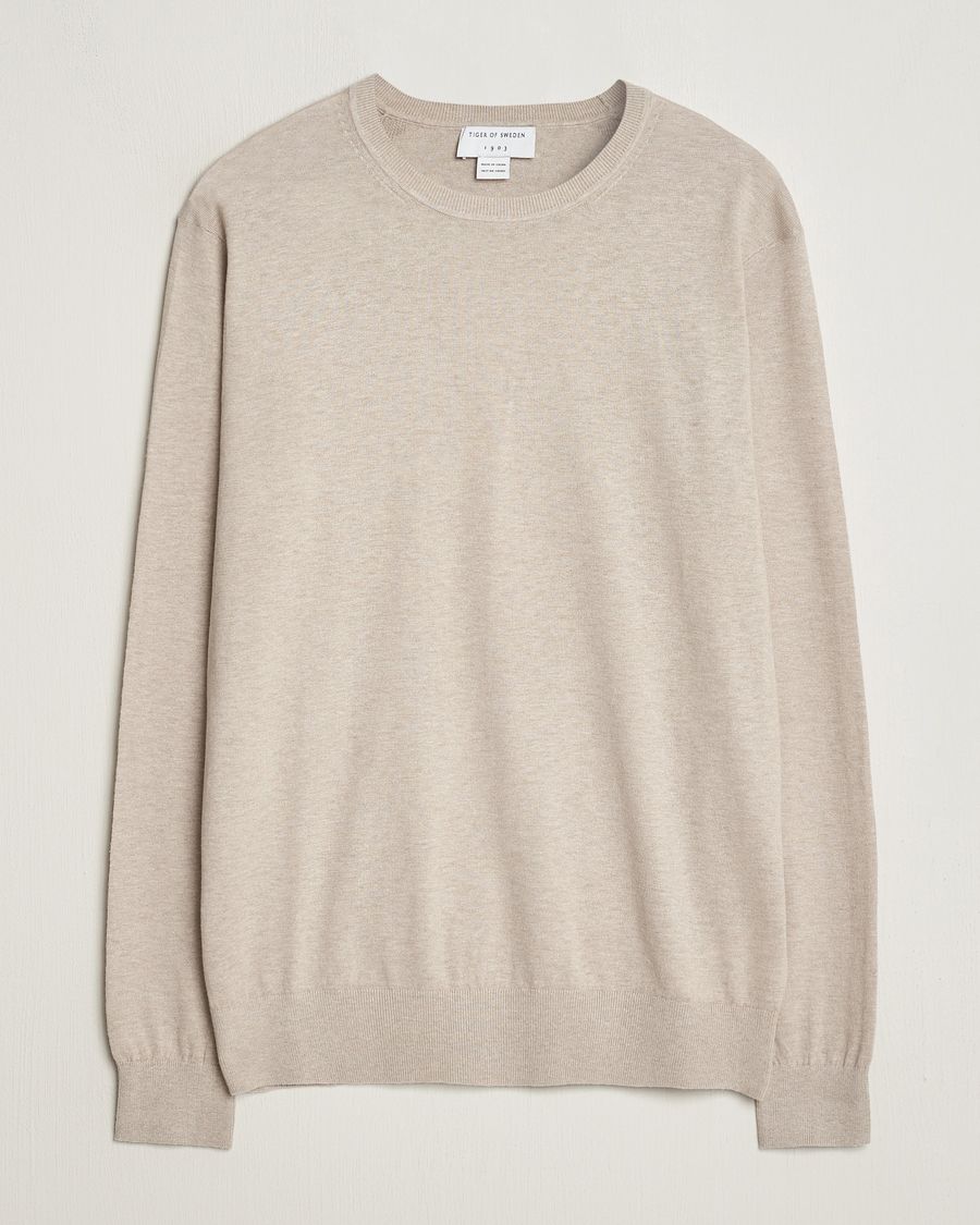 Herren | Pullover | Tiger of Sweden | Michas Cotton/Linen Knitted Sweater Soft Latte