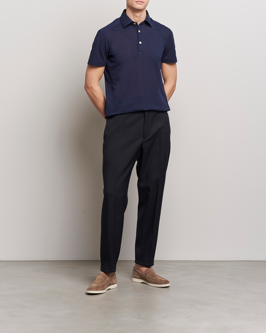 Herren | Poloshirts | Kiton | Short Sleeve Jersey Polo Navy