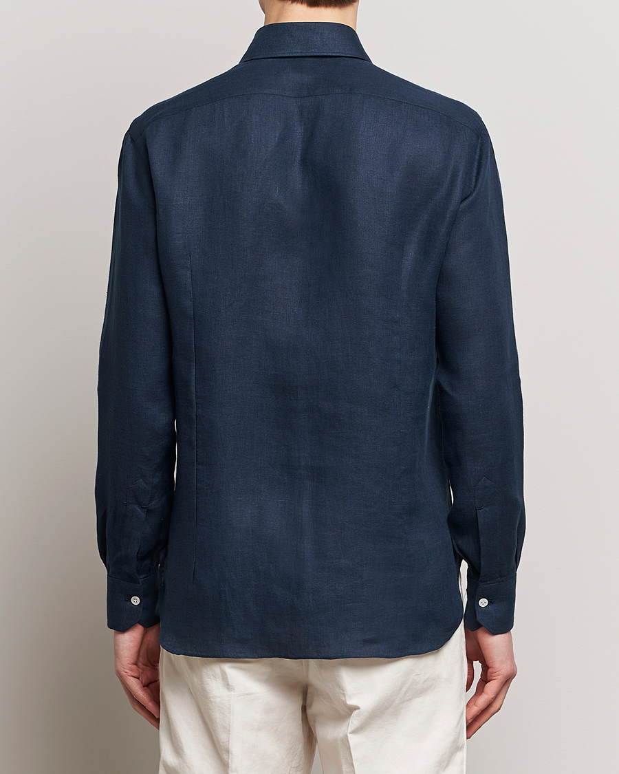Herren | Hemden | Kiton | Linen Sport Shirt Navy