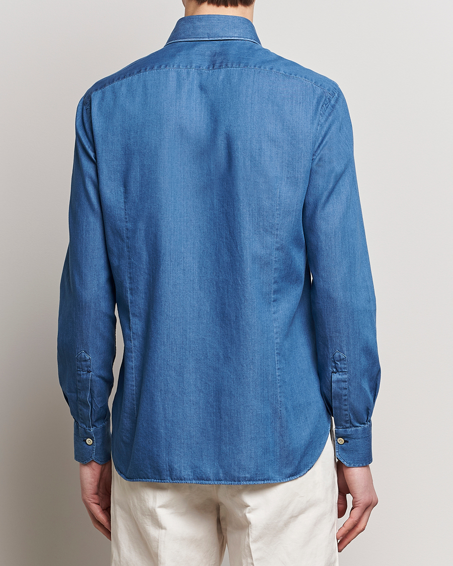 Herren | Hemden | Kiton | Slim Fit Denim Shirt Light Indigo