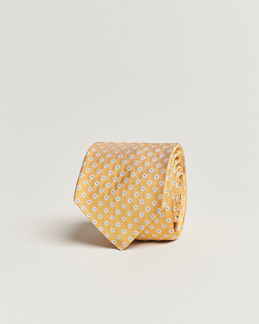 Herren | Kiton Micro Flower Silk Tie Yellow | Kiton | Micro Flower Silk Tie Yellow