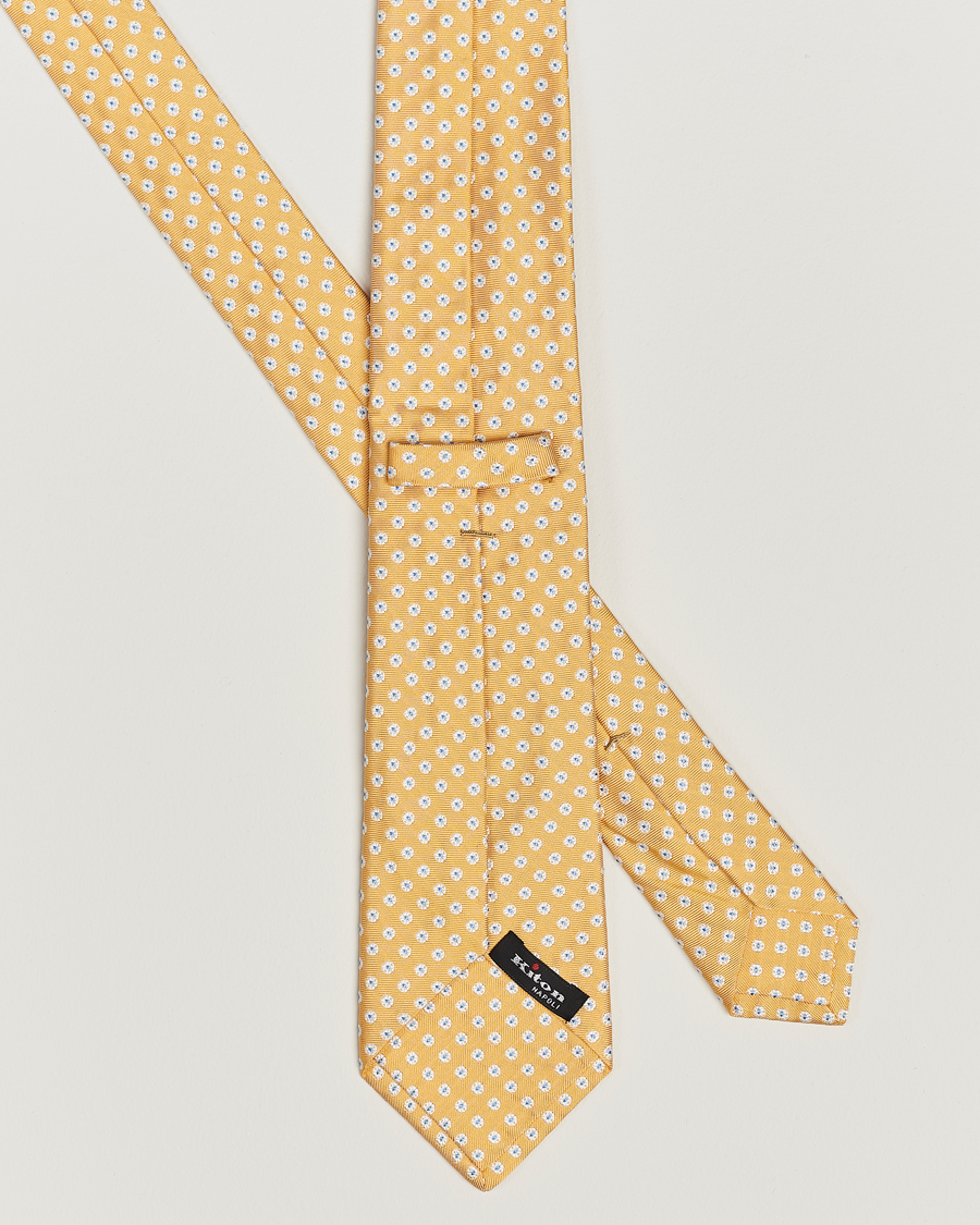 Herren | Kiton Micro Flower Silk Tie Yellow | Kiton | Micro Flower Silk Tie Yellow