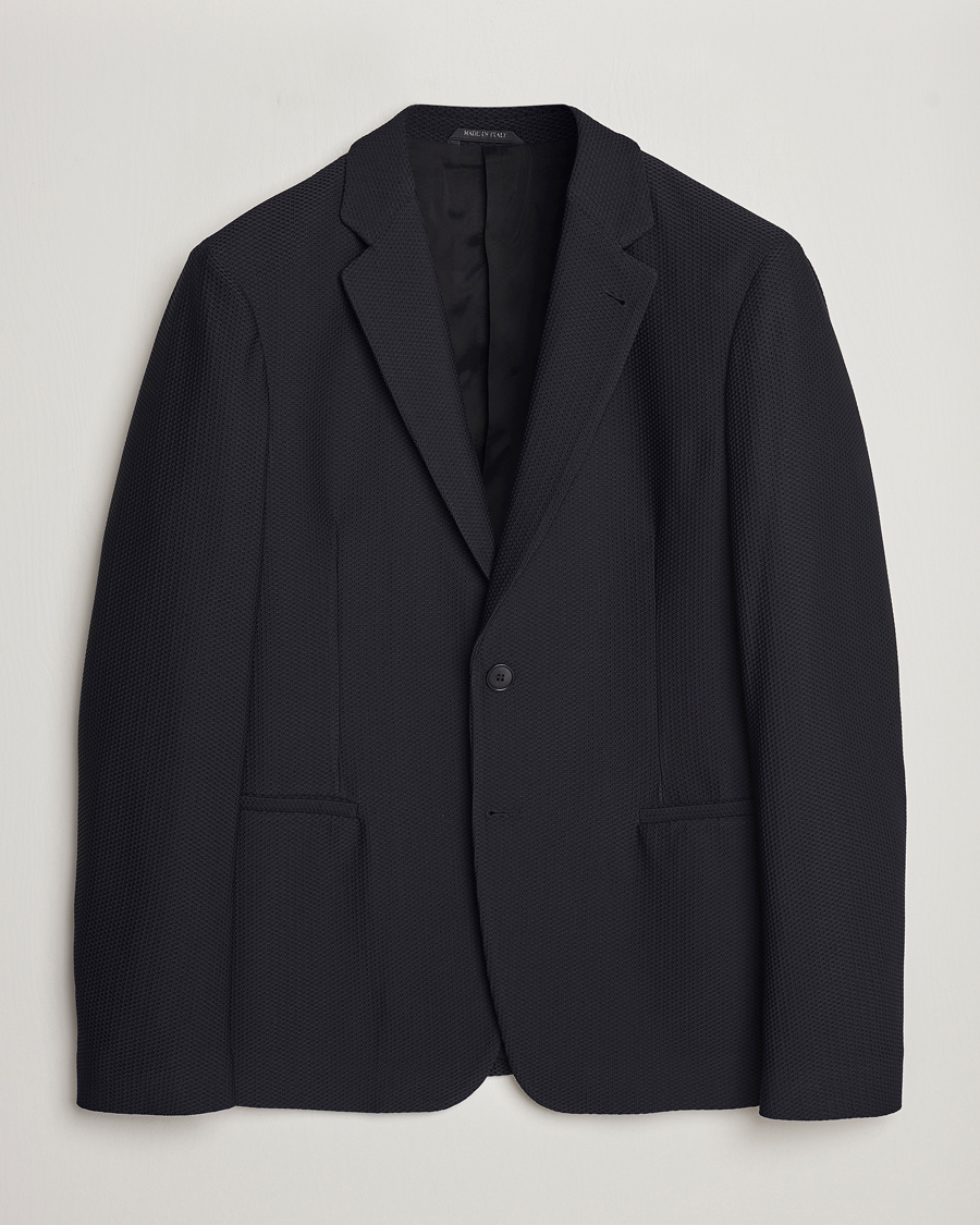 Herren | Sakkos | Giorgio Armani | Single Breasted Mesh Blazer Black