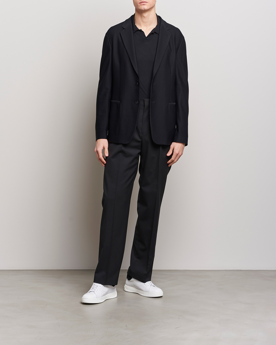 Herren | Sakkos | Giorgio Armani | Single Breasted Mesh Blazer Black