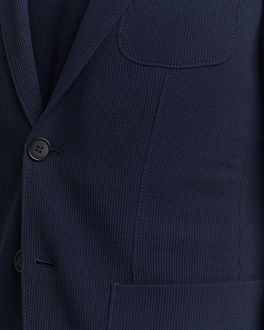Herren | Sakkos | Giorgio Armani | Single Breasted Rib Wool Blazer Navy