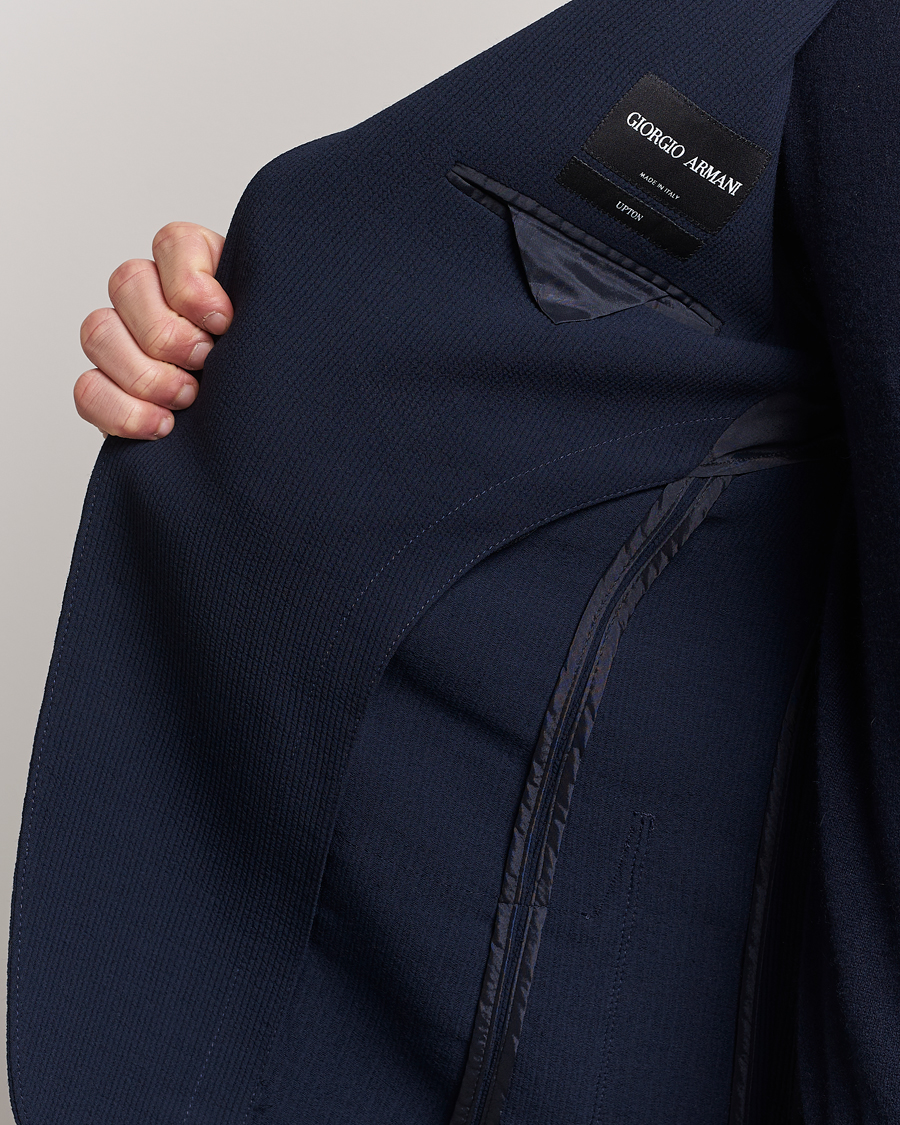 Herren | Sakkos | Giorgio Armani | Single Breasted Rib Wool Blazer Navy
