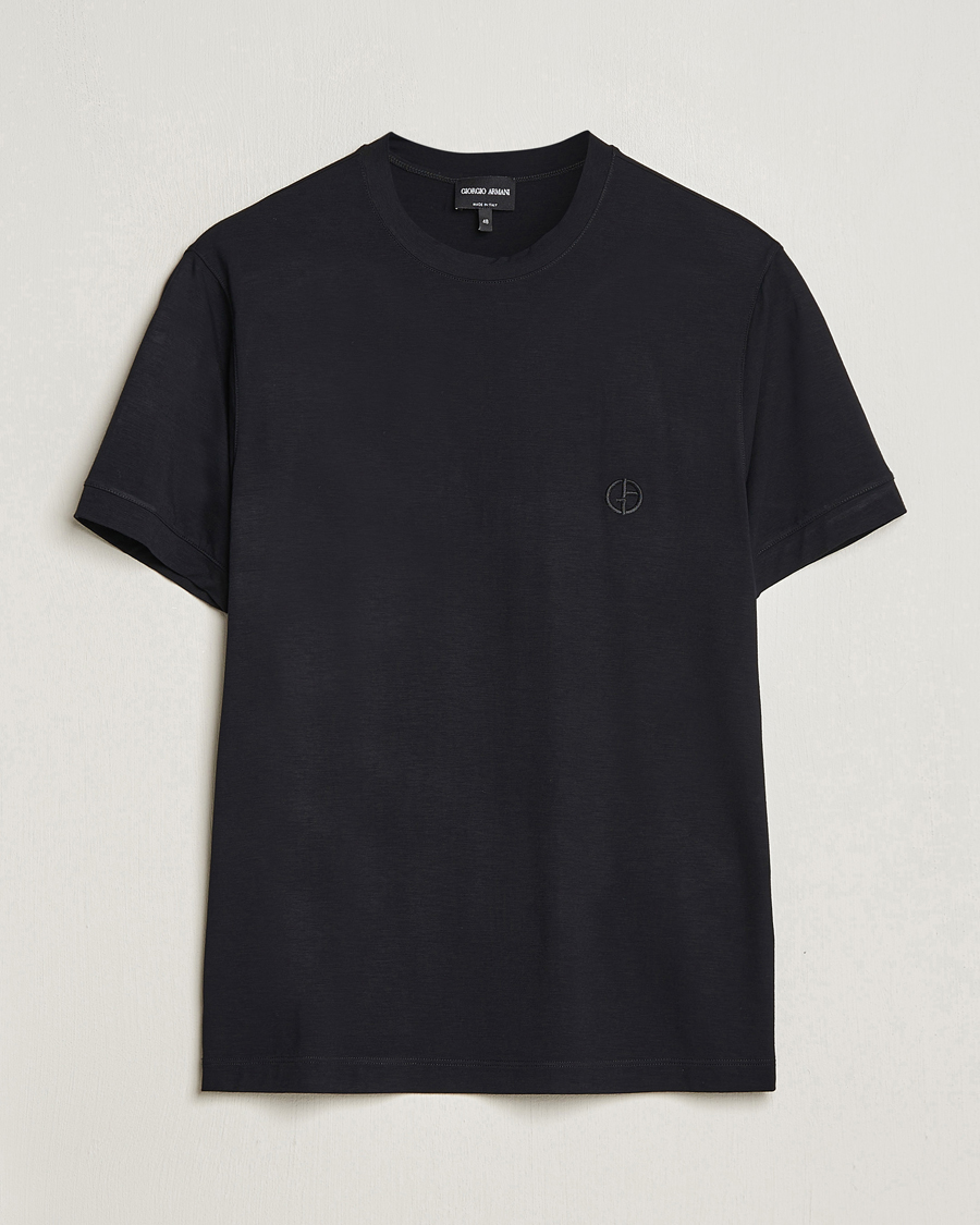 Herren | T-Shirts | Giorgio Armani | Embroidered Logo T-Shirt Black
