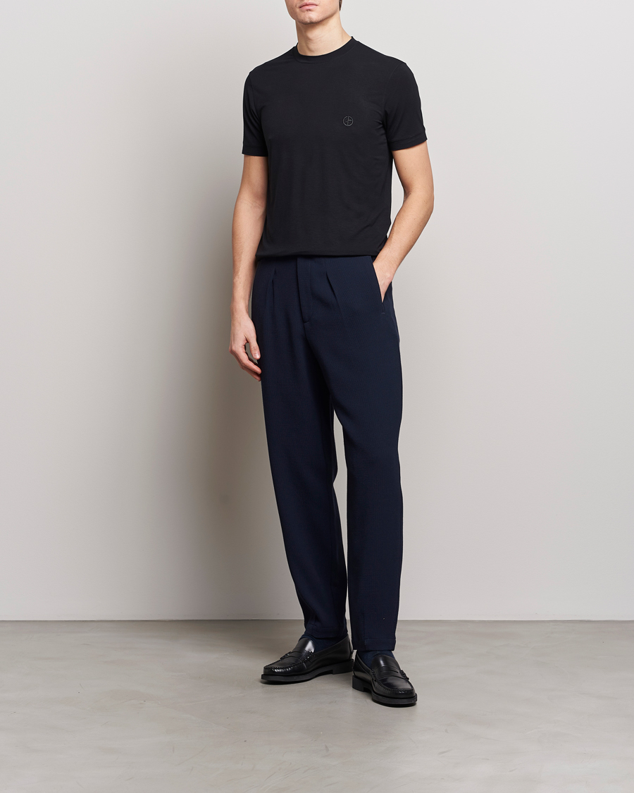 Herren | T-Shirts | Giorgio Armani | Embroidered Logo T-Shirt Black