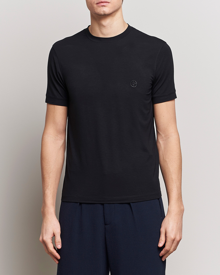 Herren | T-Shirts | Giorgio Armani | Embroidered Logo T-Shirt Black