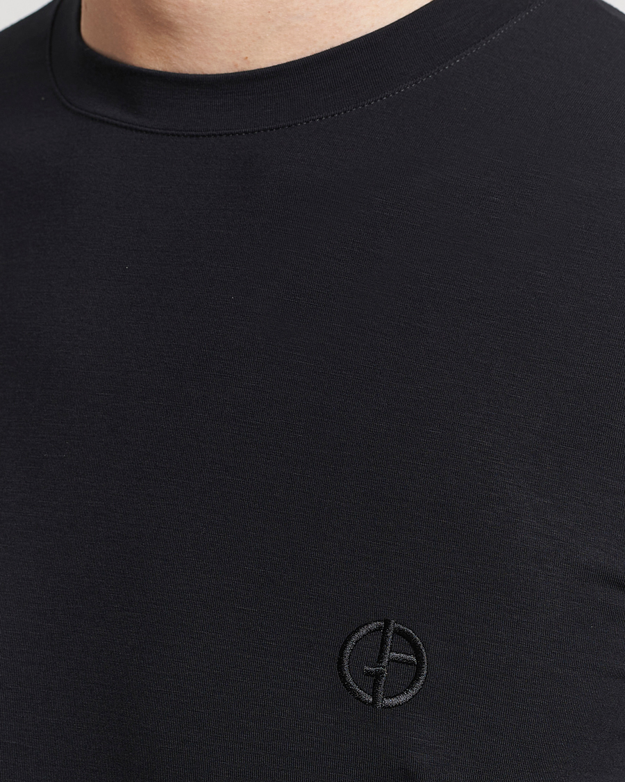 Herren | T-Shirts | Giorgio Armani | Embroidered Logo T-Shirt Black