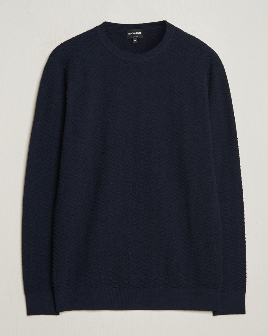 Herren | Pullover | Giorgio Armani | Wool Chevron Pullover Navy