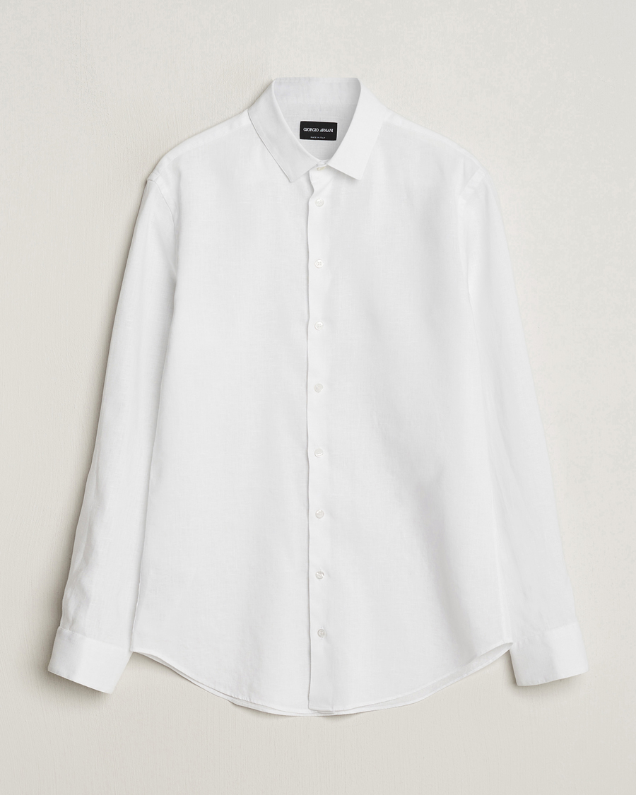 Herren | Hemden | Giorgio Armani | Slim Fit Linen Shirt White