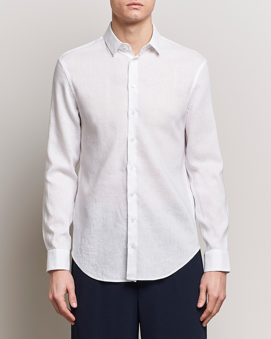 Herren | Giorgio Armani | Giorgio Armani | Slim Fit Linen Shirt White