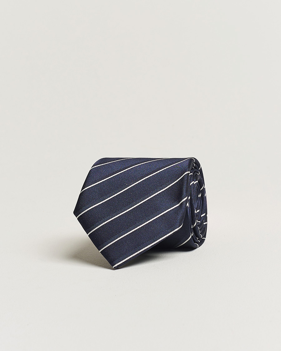 Herren | Giorgio Armani Regimental Stripe Silk Tie Navy | Giorgio Armani | Regimental Stripe Silk Tie Navy