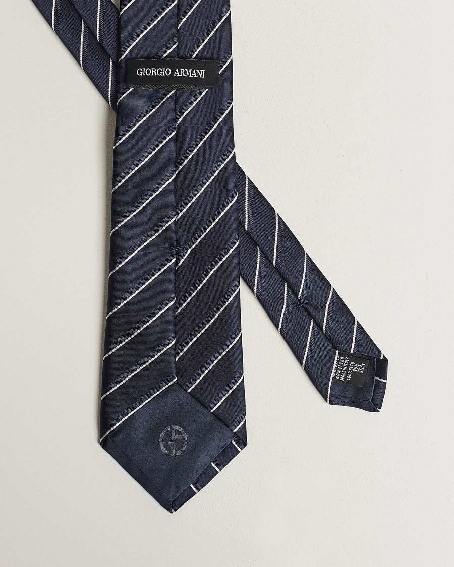 Herren | Giorgio Armani Regimental Stripe Silk Tie Navy | Giorgio Armani | Regimental Stripe Silk Tie Navy