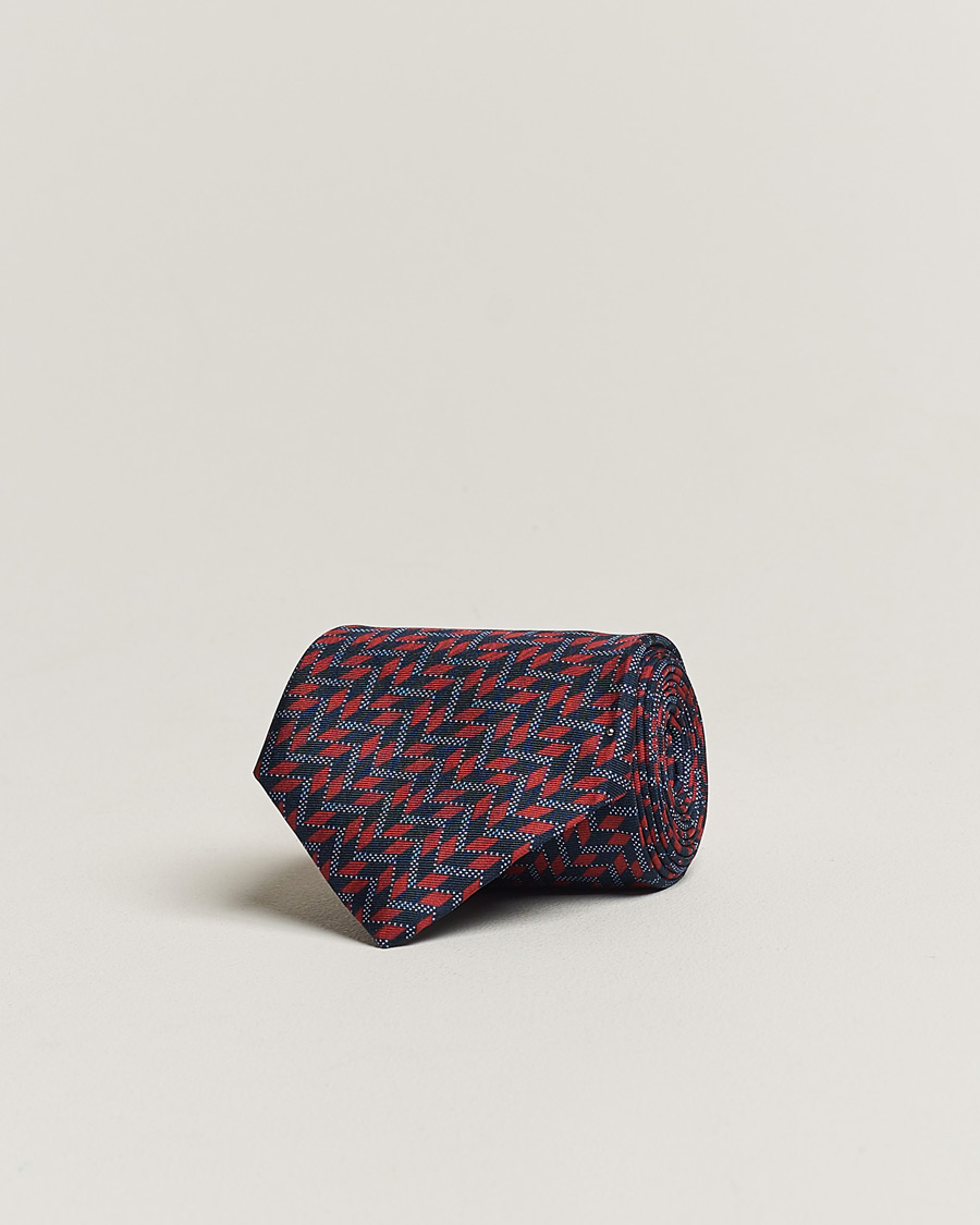 Herren | Giorgio Armani Printed Silk Tie Navy/Red | Giorgio Armani | Printed Silk Tie Navy/Red