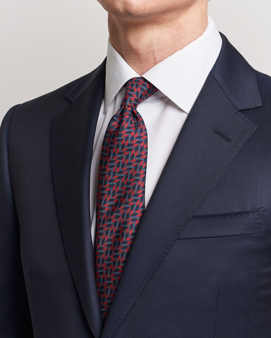 Herren | Luxury Brands | Giorgio Armani | Printed Silk Tie  Navy/Red