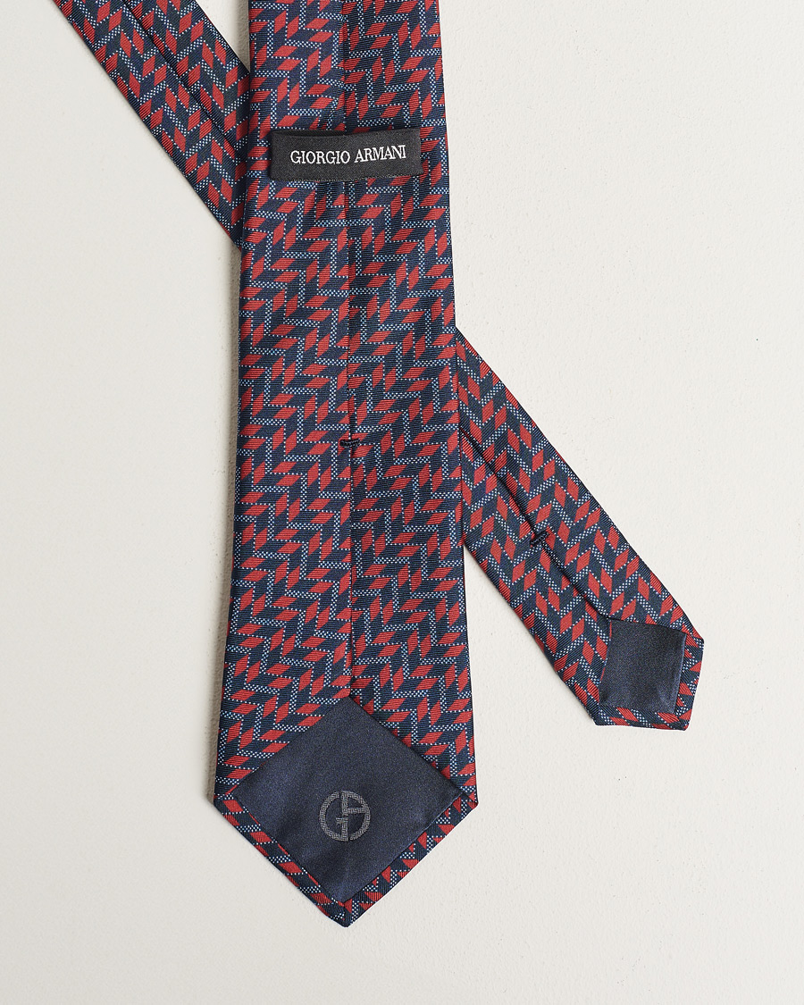 Herren | Giorgio Armani Printed Silk Tie Navy/Red | Giorgio Armani | Printed Silk Tie Navy/Red