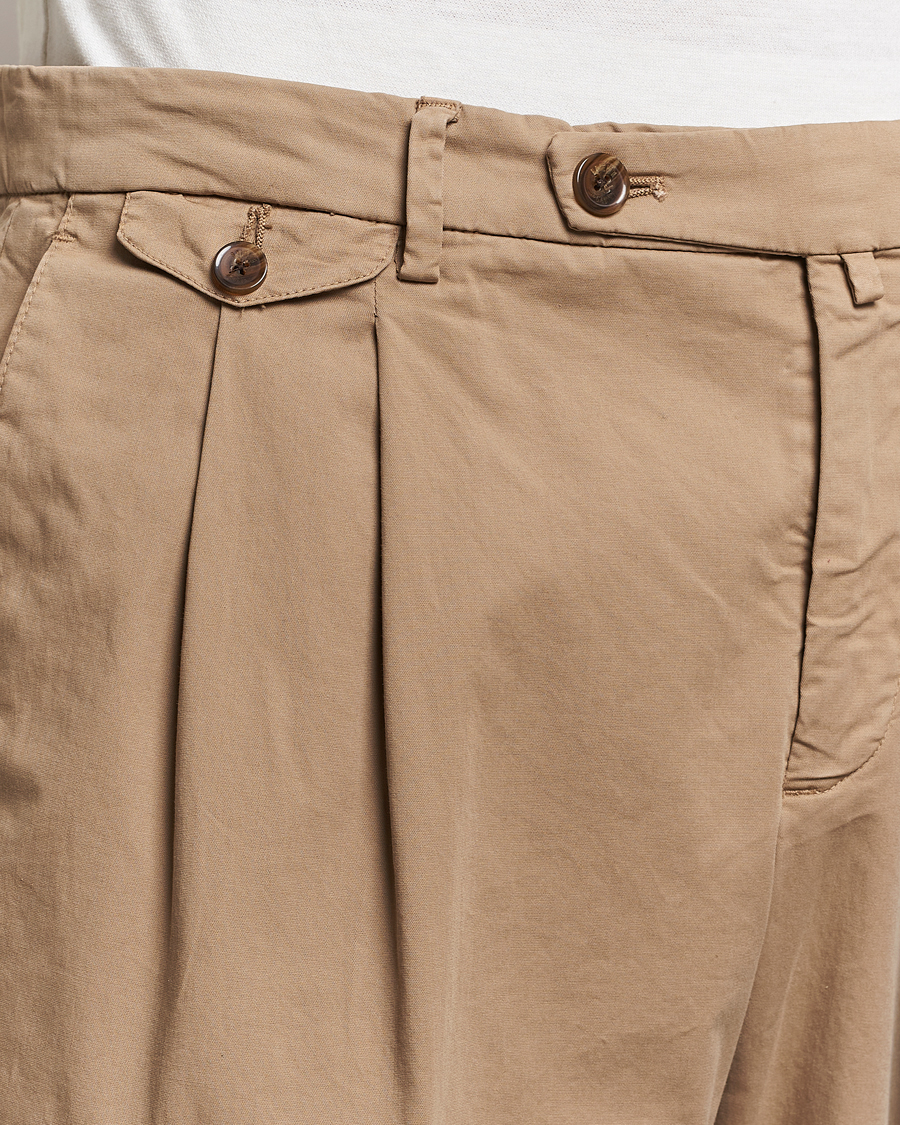 Herren | Hosen | Briglia 1949 | Easy Fit Pleated Cotton Stretch Chino Taupe