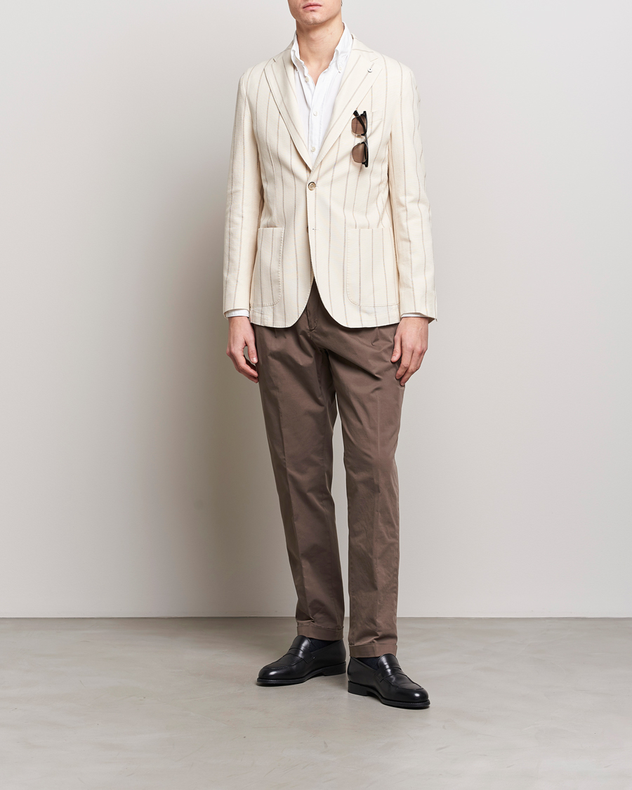 Herren | Hosen | Briglia 1949 | Easy Fit Pleated Cotton Stretch Chino Brown