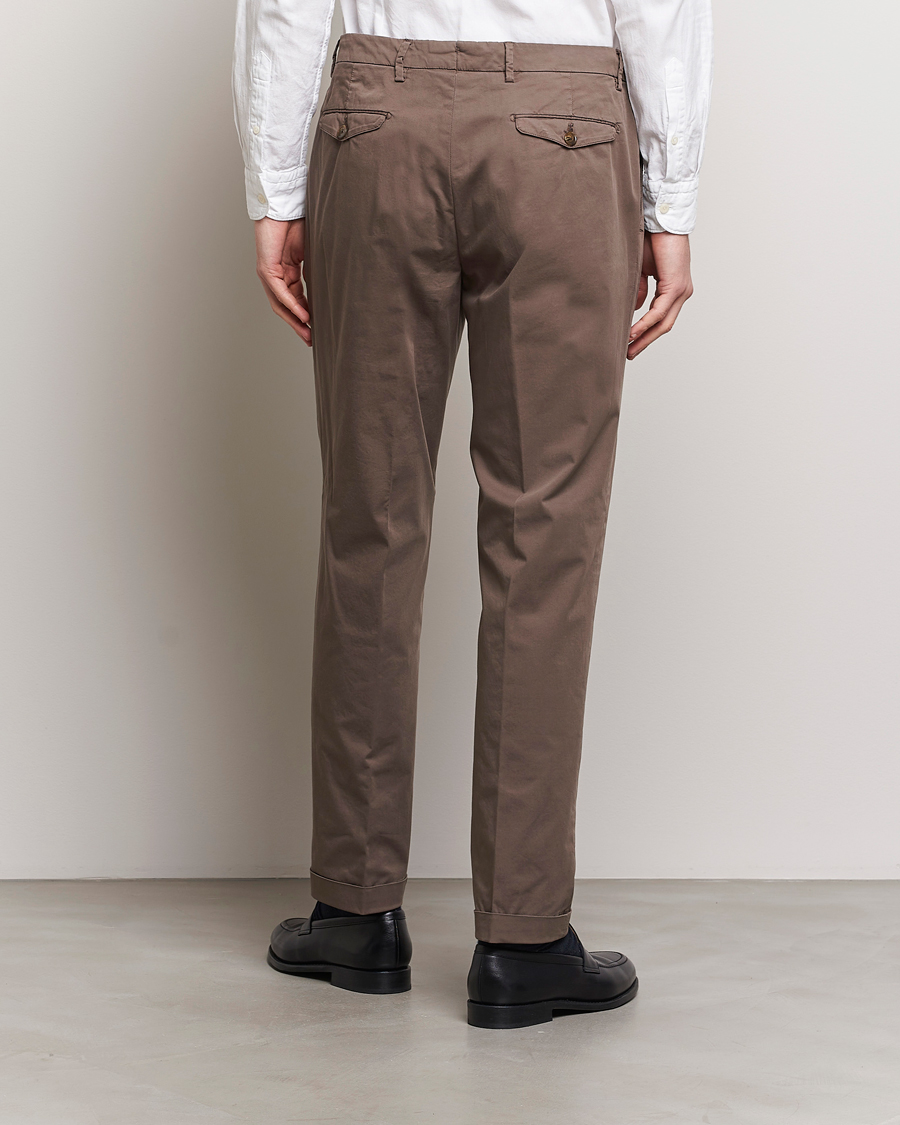 Herren | Hosen | Briglia 1949 | Easy Fit Pleated Cotton Stretch Chino Brown
