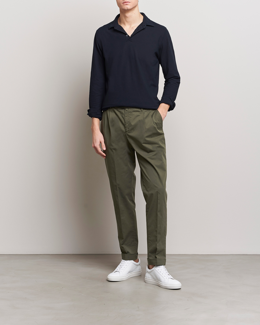 Herren | Hosen | Briglia 1949 | Easy Fit Pleated Cotton Stretch Chino Olive