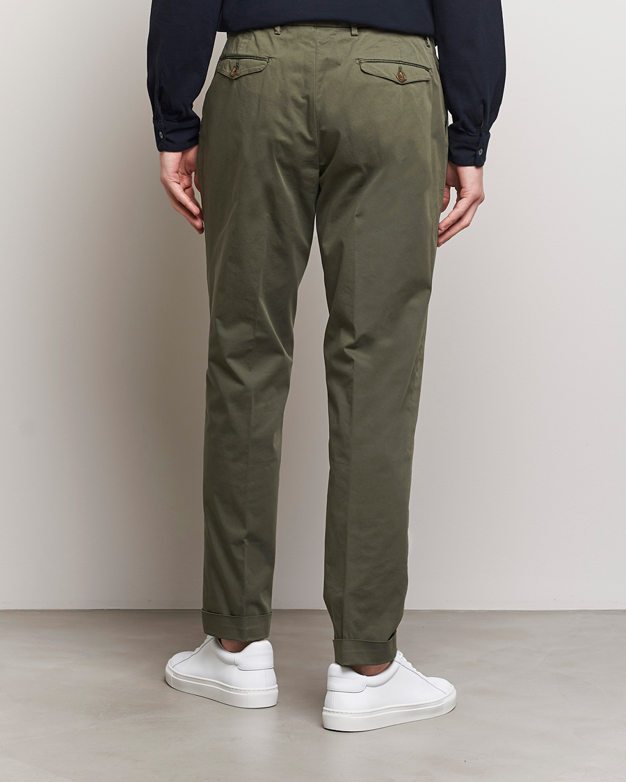 Herren | Hosen | Briglia 1949 | Easy Fit Pleated Cotton Stretch Chino Olive