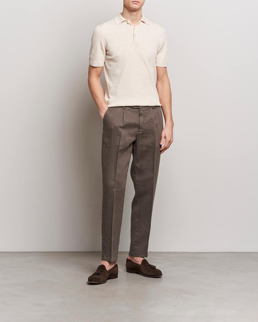 Herren | Hosen | Briglia 1949 | Pleated Linen Trousers Brown