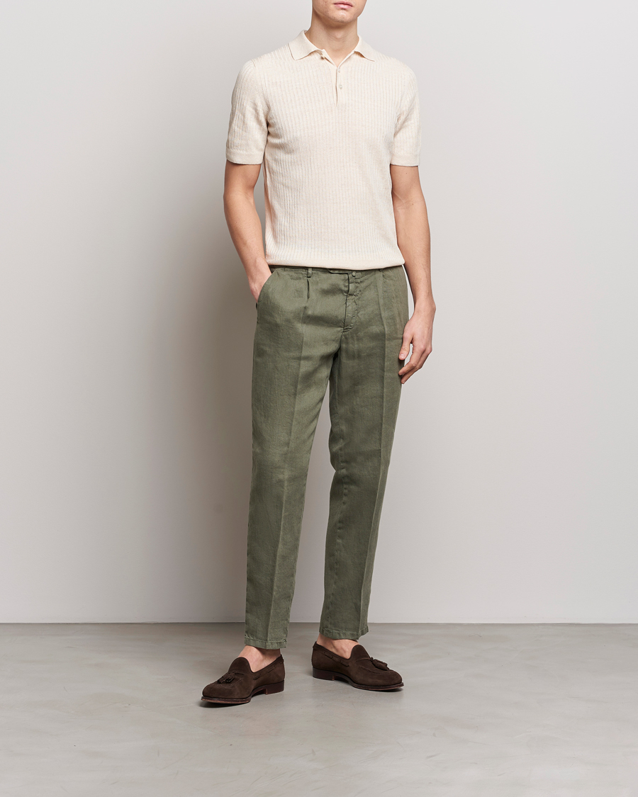 Herren | Hosen | Briglia 1949 | Pleated Linen Trousers Olive