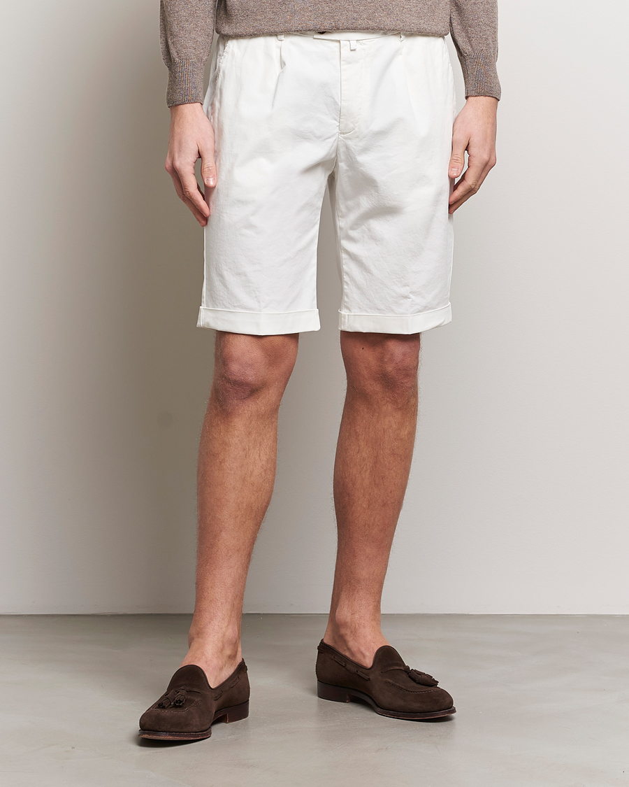 Herren | Chinoshorts | Briglia 1949 | Pleated Cotton Shorts White