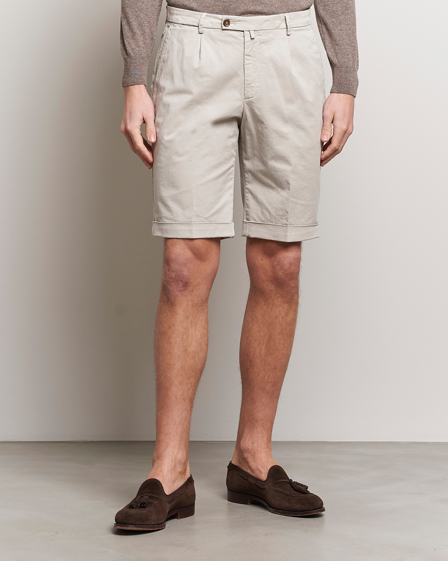 Herren | Chinoshorts | Briglia 1949 | Pleated Cotton Shorts Beige