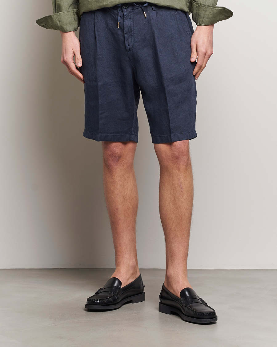 Herren | Kategorie | Briglia 1949 | Easy Fit Linen Shorts Navy