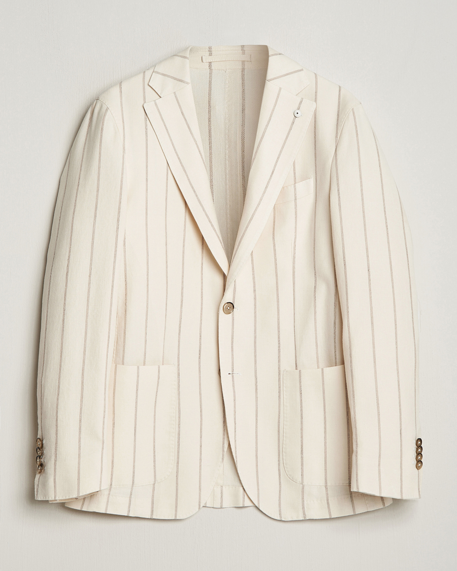Herren | Sakkos | L.B.M. 1911 | Striped Cotton Blazer Beige