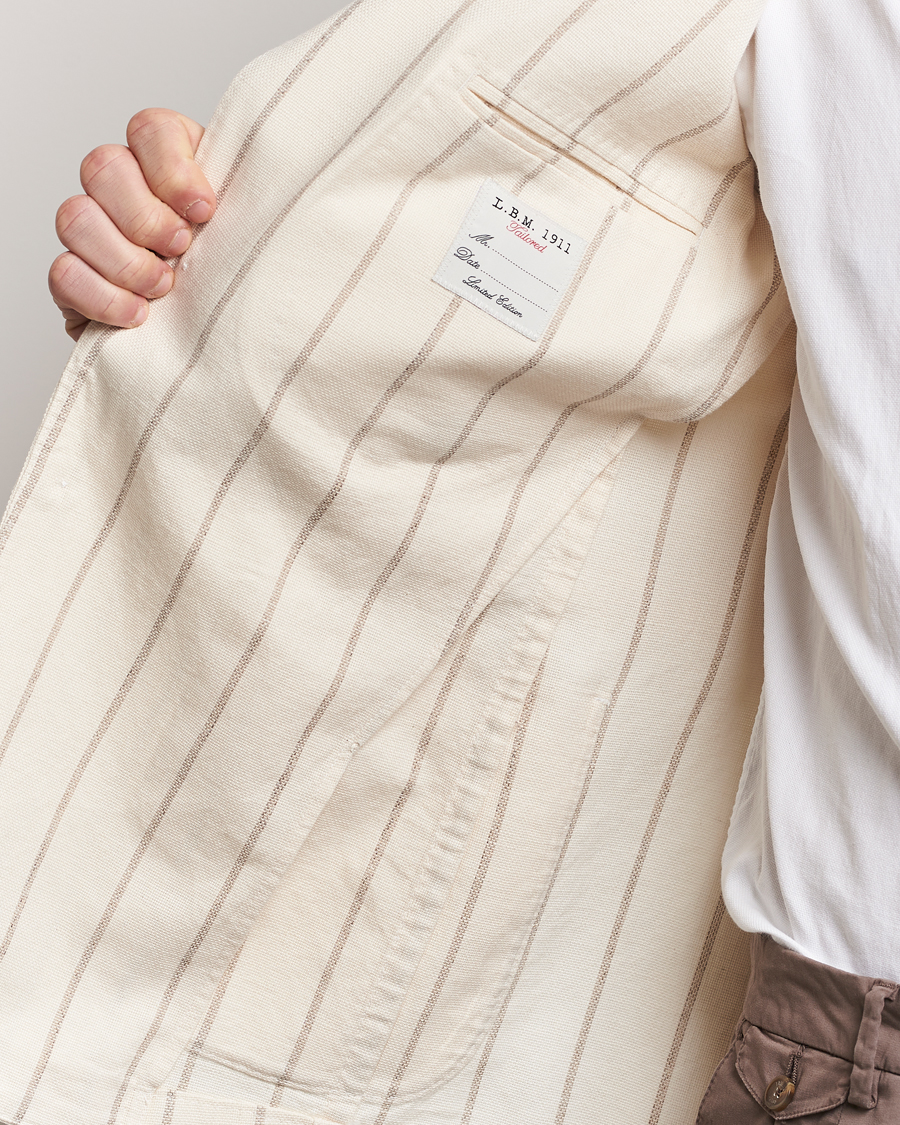 Herren | Sakkos | L.B.M. 1911 | Striped Cotton Blazer Beige