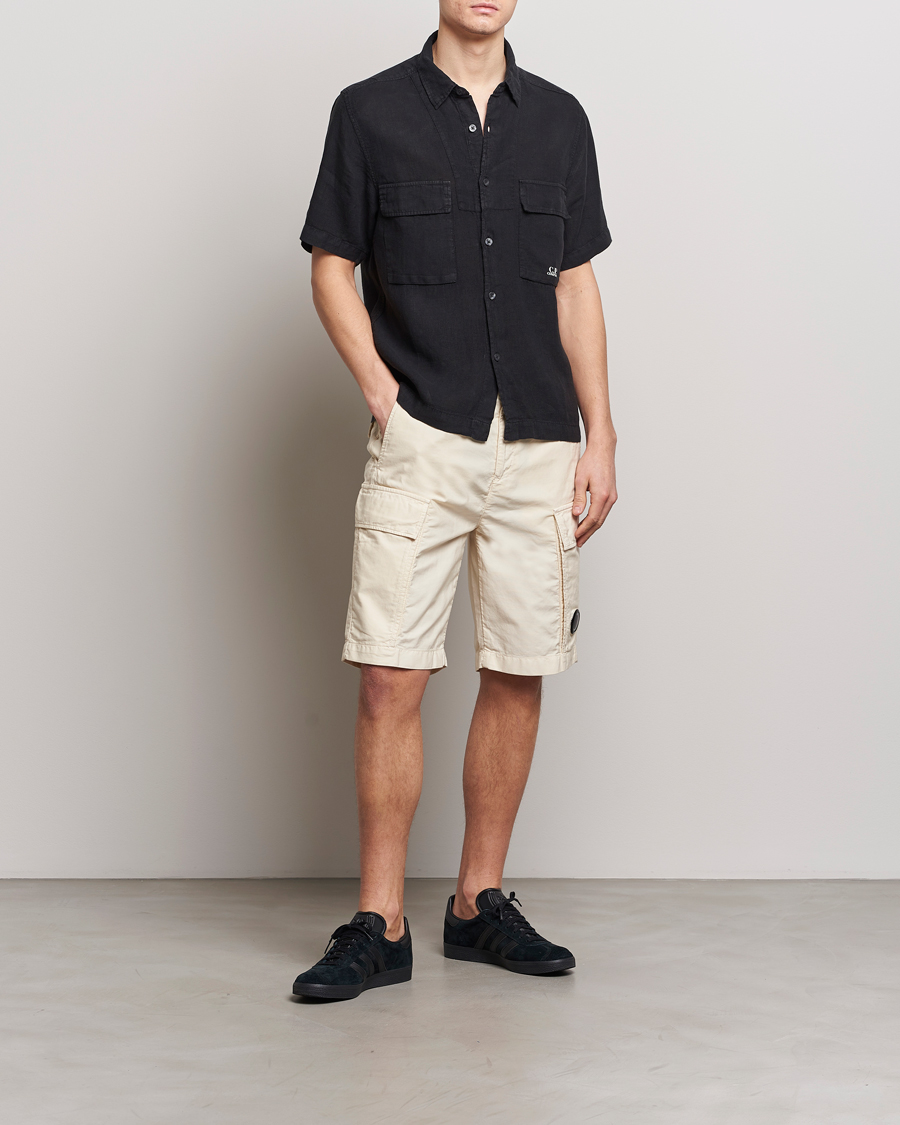 Herren | Hemden | C.P. Company | Short Sleeve Linen Shirt Black