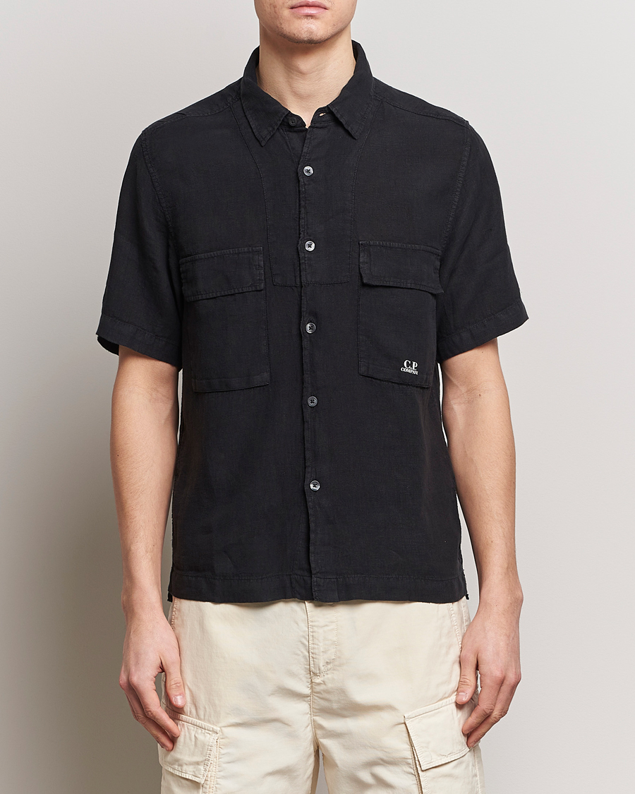 Herren | C.P. Company | C.P. Company | Short Sleeve Linen Shirt Black