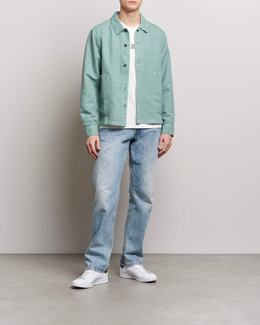 Herren | Hemden | C.P. Company | Broken Linen/Cotton Overshirt Light Green