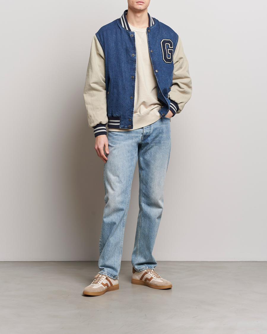 Herren | Jacken | GANT | Denim Varsity Jacket Dark Blue Worn In