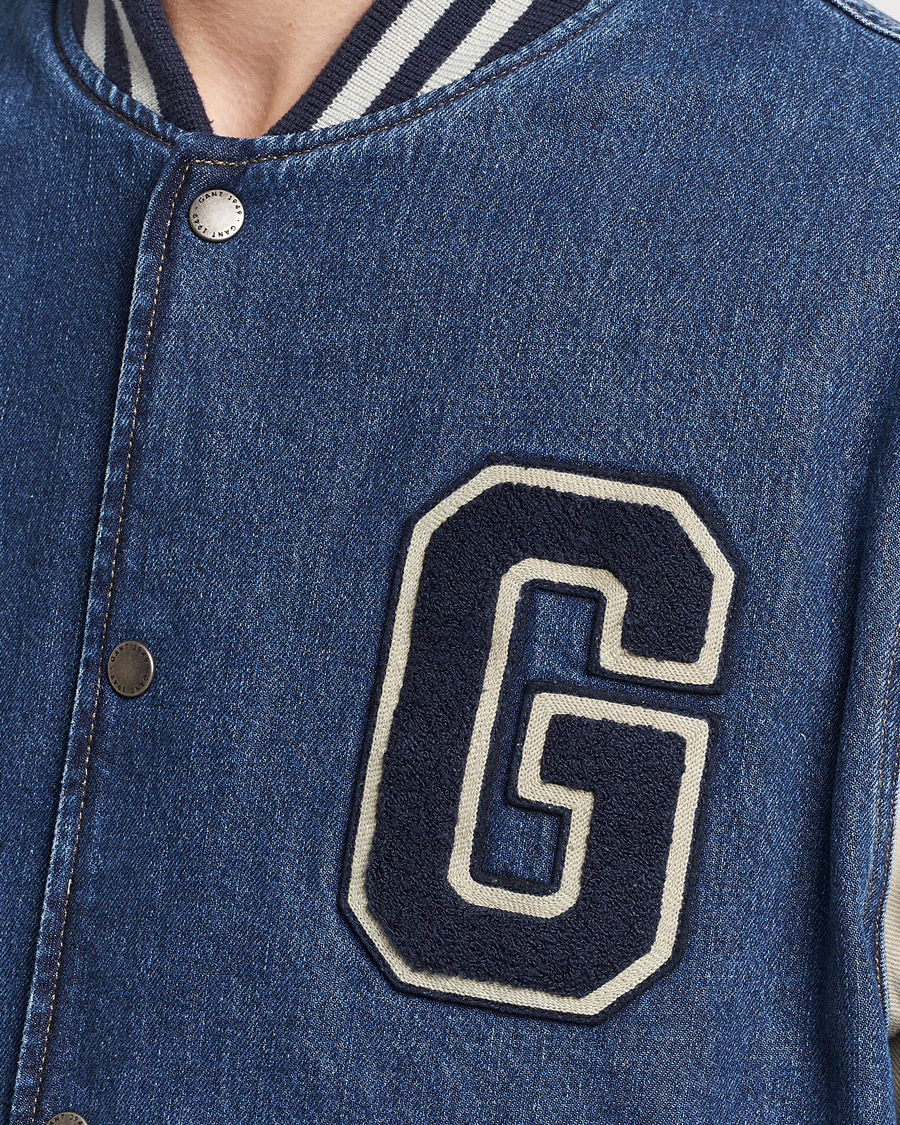 Herren | Jacken | GANT | Denim Varsity Jacket Dark Blue Worn In