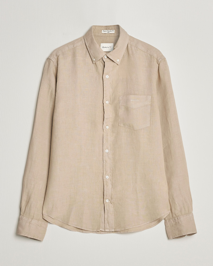 Herren | Hemden | GANT | Regular Fit Garment Dyed Linen Shirt Concrete Beige
