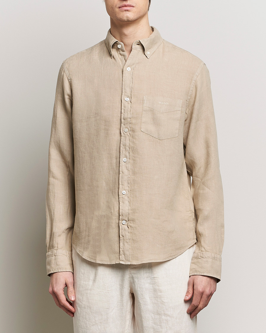 Herren | Leinenhemden | GANT | Regular Fit Garment Dyed Linen Shirt Concrete Beige