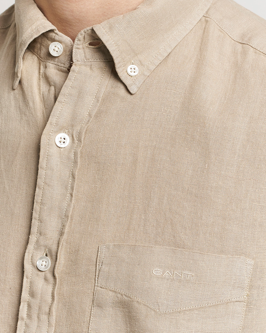 Herren | Hemden | GANT | Regular Fit Garment Dyed Linen Shirt Concrete Beige